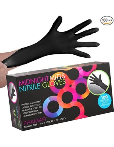 Midnight mitts - guanti nitrile lunghi col nero tg. m