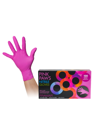 Pink paws-guanti nitrile col rosa tg. m